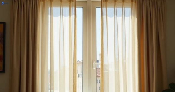 Dusty and dull curtains in brisbane-airport before steam cleaning